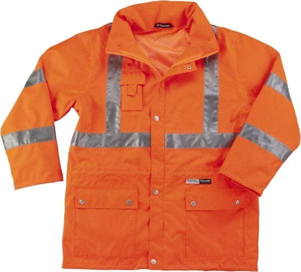 Ergodyne - Size S High Visibility Jacket - Orange, Polyester, Zipper, Snaps Closure - All Tool & Supply