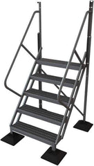 TRI-ARC - 92" 5 Step Configurable Rooftop Ladder - 50° Incline, 500 Lb Capacity, 50" Platform Height, 52-3/4" Base Width x 50" Base Depth, Serrated - All Tool & Supply