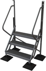 TRI-ARC - 72" 3 Step Configurable Rooftop Ladder - 50° Incline, 500 Lb Capacity, 30" Platform Height, 52-3/4" Base Width x 30" Base Depth, Serrated - All Tool & Supply