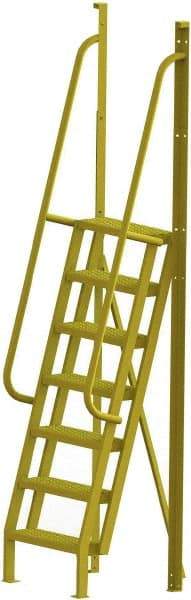 TRI-ARC - 112" 7 Step Configurable Crossover Ladder - 75° Incline, 1,000 Lb Capacity, 70" Platform Height, 30" Base Width x 28" Base Depth, Perforated Tread - All Tool & Supply