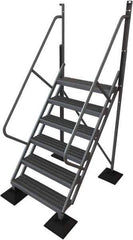 TRI-ARC - 102" 6 Step Configurable Rooftop Ladder - 50° Incline, 500 Lb Capacity, 60" Platform Height, 52-3/4" Base Width x 60" Base Depth, Serrated - All Tool & Supply