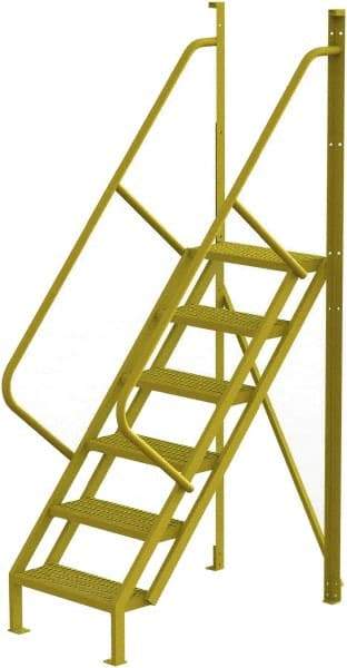 TRI-ARC - 102" 6 Step Configurable Crossover Ladder - 50° Incline, 1,000 Lb Capacity, 60" Platform Height, 30" Base Width x 52-1/2" Base Depth, Serrated - All Tool & Supply