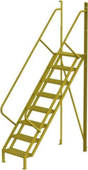 TRI-ARC - 122" 8 Step Configurable Crossover Ladder - 50° Incline, 1,000 Lb Capacity, 80" Platform Height, 30" Base Width x 69-1/2" Base Depth, Perforated Tread - All Tool & Supply