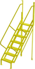 TRI-ARC - 112" 7 Step Configurable Crossover Ladder - 50° Incline, 1,000 Lb Capacity, 70" Platform Height, 30" Base Width x 61" Base Depth, Perforated Tread - All Tool & Supply