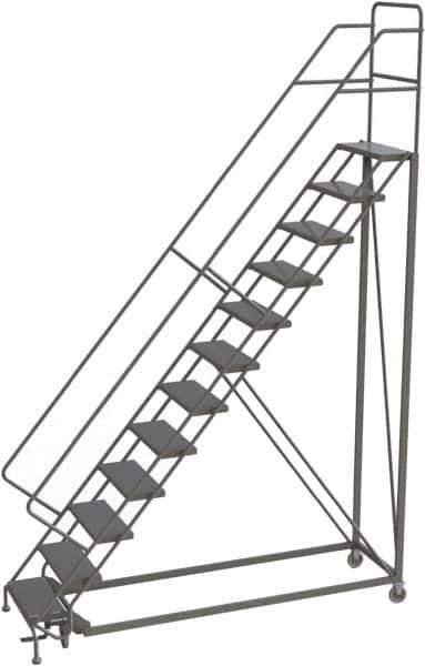 TRI-ARC - 156" 12 Step Configurable Rolling Ladder - 56° Incline, 450 Lb Capacity, 120" Platform Height, 35" Base Width x 90" Base Depth, Perforated Tread - All Tool & Supply