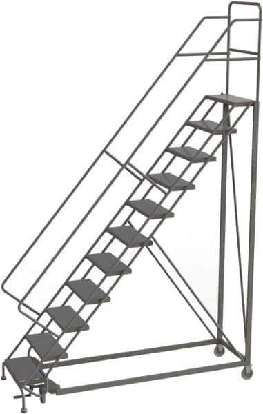 TRI-ARC - 146" 11 Step Configurable Rolling Ladder - 50° Incline, 450 Lb Capacity, 110" Platform Height, 35" Base Width x 84" Base Depth, Perforated Tread - All Tool & Supply