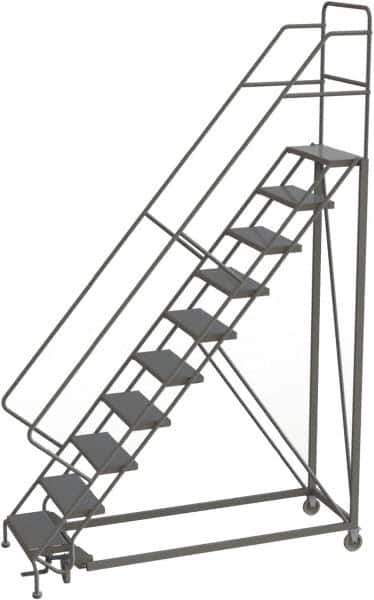 TRI-ARC - 136" 10 Step Configurable Rolling Ladder - 50° Incline, 450 Lb Capacity, 100" Platform Height, 35" Base Width x 76" Base Depth, Perforated Tread - All Tool & Supply