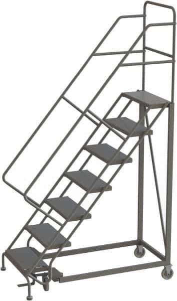 TRI-ARC - 106" 7 Step Configurable Rolling Ladder - 50° Incline, 450 Lb Capacity, 70" Platform Height, 35" Base Width x 56" Base Depth, Perforated Tread - All Tool & Supply