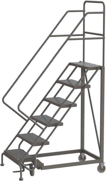 TRI-ARC - 96" 6 Step Configurable Rolling Ladder - 50° Incline, 450 Lb Capacity, 60" Platform Height, 35" Base Width x 50" Base Depth, Perforated Tread - All Tool & Supply