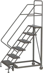 TRI-ARC - 96" 6 Step Configurable Rolling Ladder - 50° Incline, 450 Lb Capacity, 60" Platform Height, 35" Base Width x 50" Base Depth, Perforated Tread - All Tool & Supply