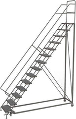 TRI-ARC - 176" 14 Step Configurable Rolling Ladder - 50° Incline, 450 Lb Capacity, 140" Platform Height, 39" Base Width x 104" Base Depth, Perforated Tread - All Tool & Supply