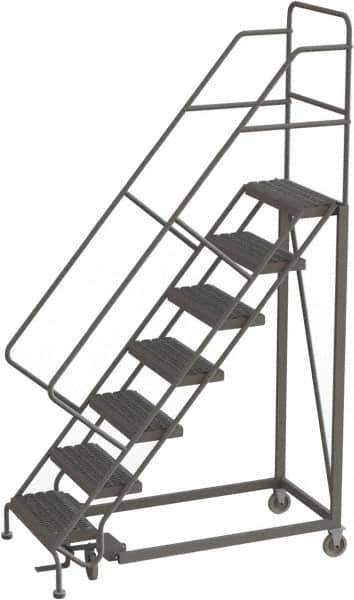 TRI-ARC - 106" 7 Step Configurable Rolling Ladder - 50° Incline, 450 Lb Capacity, 70" Platform Height, 35" Base Width x 56" Base Depth, Serrated - All Tool & Supply