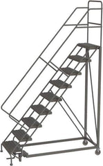 TRI-ARC - 126" 9 Step Configurable Rolling Ladder - 56° Incline, 450 Lb Capacity, 90" Platform Height, 35" Base Width x 71" Base Depth, Serrated - All Tool & Supply