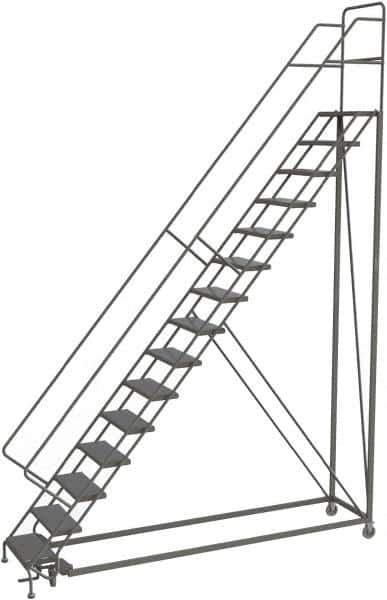 TRI-ARC - 186" 15 Step Configurable Rolling Ladder - 56° Incline, 450 Lb Capacity, 150" Platform Height, 39" Base Width x 111" Base Depth, Perforated Tread - All Tool & Supply