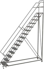 TRI-ARC - 186" 15 Step Configurable Rolling Ladder - 50° Incline, 450 Lb Capacity, 150" Platform Height, 39" Base Width x 111" Base Depth, Perforated Tread - All Tool & Supply