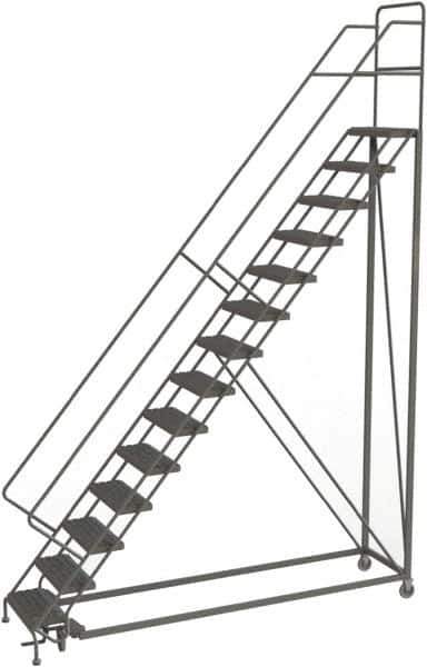 TRI-ARC - 176" 14 Step Configurable Rolling Ladder - 56° Incline, 450 Lb Capacity, 140" Platform Height, 39" Base Width x 104" Base Depth, Serrated - All Tool & Supply