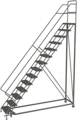 TRI-ARC - 176" 14 Step Configurable Rolling Ladder - 50° Incline, 450 Lb Capacity, 140" Platform Height, 39" Base Width x 104" Base Depth, Serrated - All Tool & Supply