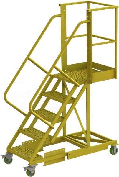 TRI-ARC - 92" 5 Step Configurable Cantilever Ladder - Supported, 300 Lb Capacity, 50" Platform Height, 30" Base Width x 64" Base Depth, Perforated Tread - All Tool & Supply