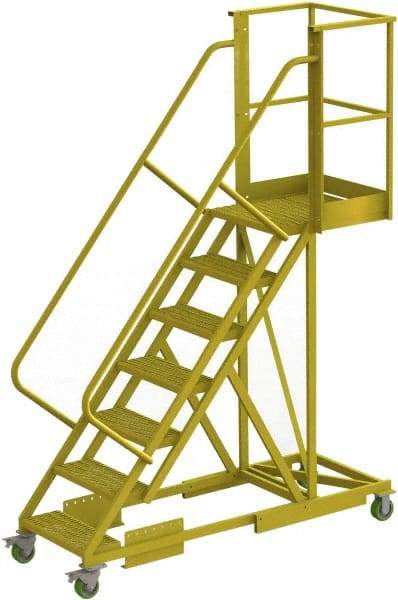 TRI-ARC - 112" 7 Step Configurable Cantilever Ladder - Supported, 300 Lb Capacity, 70" Platform Height, 30" Base Width x 81" Base Depth, Perforated Tread - All Tool & Supply