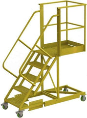 TRI-ARC - 92" 5 Step Configurable Cantilever Ladder - Supported, 300 Lb Capacity, 50" Platform Height, 30" Base Width x 74" Base Depth, Perforated Tread - All Tool & Supply