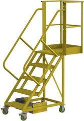 TRI-ARC - 92" 5 Step Configurable Cantilever Ladder - Unsupported, 300 Lb Capacity, 50" Platform Height, 30" Base Width x 64" Base Depth, Perforated Tread - All Tool & Supply