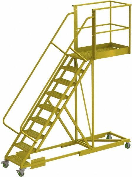 TRI-ARC - 132" 9 Step Configurable Cantilever Ladder - Supported, 300 Lb Capacity, 90" Platform Height, 30" Base Width x 117" Base Depth, Serrated - All Tool & Supply