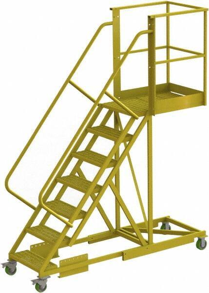 TRI-ARC - 112" 7 Step Configurable Cantilever Ladder - Supported, 300 Lb Capacity, 70" Platform Height, 30" Base Width x 91" Base Depth, Perforated Tread - All Tool & Supply