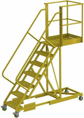 TRI-ARC - 112" 7 Step Configurable Cantilever Ladder - Supported, 300 Lb Capacity, 70" Platform Height, 30" Base Width x 91" Base Depth, Perforated Tread - All Tool & Supply