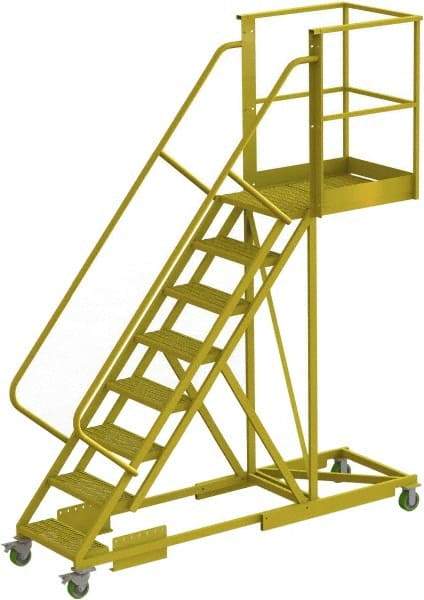 TRI-ARC - 122" 8 Step Configurable Cantilever Ladder - Supported, 300 Lb Capacity, 80" Platform Height, 30" Base Width x 99" Base Depth, Perforated Tread - All Tool & Supply