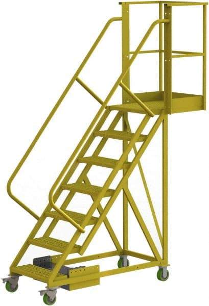 TRI-ARC - 112" 7 Step Configurable Cantilever Ladder - Unsupported, 300 Lb Capacity, 70" Platform Height, 30" Base Width x 81" Base Depth, Perforated Tread - All Tool & Supply