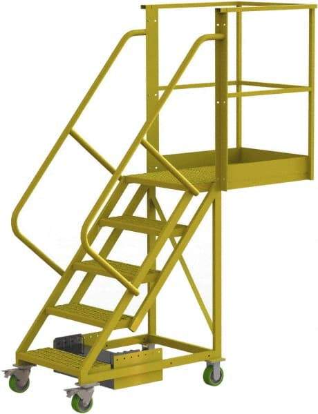 TRI-ARC - 92" 5 Step Configurable Cantilever Ladder - Unsupported, 300 Lb Capacity, 50" Platform Height, 30" Base Width x 74" Base Depth, Perforated Tread - All Tool & Supply