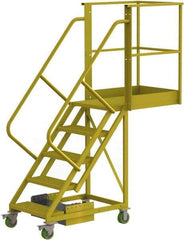 TRI-ARC - 92" 5 Step Configurable Cantilever Ladder - Unsupported, 300 Lb Capacity, 50" Platform Height, 30" Base Width x 74" Base Depth, Perforated Tread - All Tool & Supply