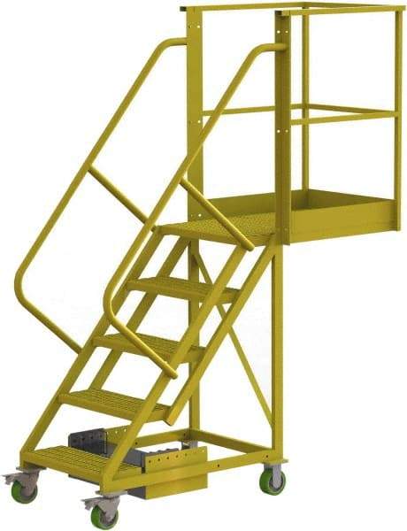 TRI-ARC - 92" 5 Step Configurable Cantilever Ladder - Unsupported, 300 Lb Capacity, 50" Platform Height, 30" Base Width x 74" Base Depth, Serrated - All Tool & Supply