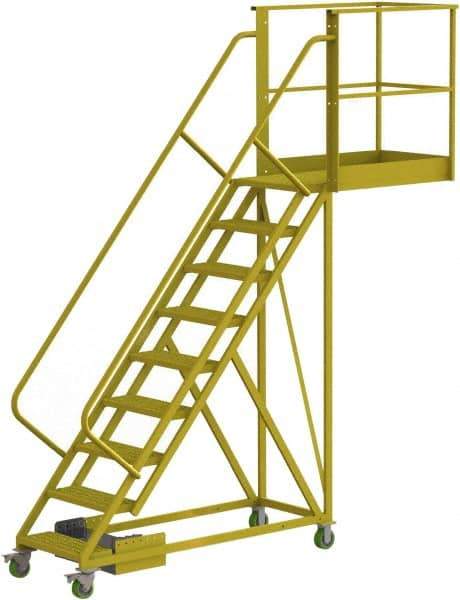 TRI-ARC - 132" 9 Step Configurable Cantilever Ladder - Unsupported, 300 Lb Capacity, 90" Platform Height, 30" Base Width x 117" Base Depth, Perforated Tread - All Tool & Supply