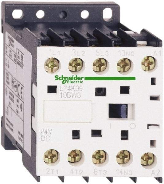 Schneider Electric - 3 Pole, 24 Coil VDC, 16 Amp at 690 VAC, 20 Amp at 440 VAC and 9 Amp at 440 VAC, Nonreversible IEC Contactor - BS 5424, CSA, IEC 60947, NF C 63-110, RoHS Compliant, UL Listed, VDE 0660 - All Tool & Supply