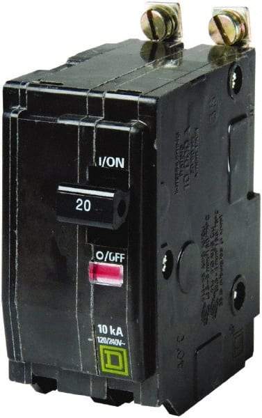 Square D - 20 Amp, 240 VAC, 2 Pole, Bolt On Miniature Circuit Breaker - 14-8 AWG - All Tool & Supply