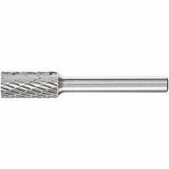 PFERD - 3/8" Cut Diam, 1/4" Shank Diam, Cylinder Head Double Cut Burr - Carbide, Flat End, 3/4" LOC, 2-1/2" OAL - All Tool & Supply