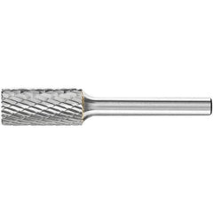 PFERD - 1/2" Cut Diam, 1/4" Shank Diam, Cylinder with End Cut Head Double Cut Burr - Carbide, End Cut End, 1" LOC, 2-3/4" OAL - All Tool & Supply