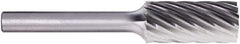 PFERD - 3/8" Cut Diam, 1/4" Shank Diam, Cylinder Head Fluted Cut Burr - Carbide, Flat End, 3/4" LOC, 2-1/2" OAL - All Tool & Supply