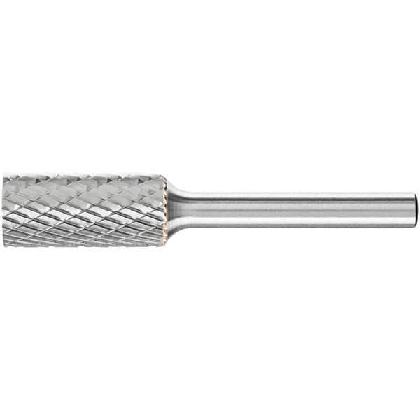 PFERD - 1/2" Cut Diam, 1/4" Shank Diam, Cylinder Head Double Cut Burr - Carbide, Flat End, 1" LOC, 2-3/4" OAL - All Tool & Supply