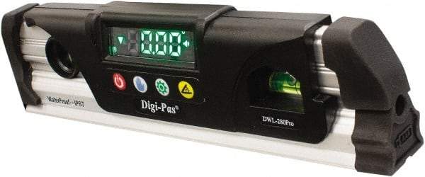 Digi-Pas - Magnetic 9-1/2" Long 2 Vial Torpedo Level - Aluminum, Black/Silver, 1 Plumb & 1 Level Vial - All Tool & Supply