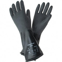 Ansell - 14 mil Thick, Chemical Resistant Gloves - SZ 7 14"14ML BLK 1/PR CHEM-TEK RGH FIN CHEM GLV - All Tool & Supply