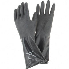 Ansell - 14 mil Thick, Chemical Resistant Gloves - SZ 8 14"14ML BLK 1/PR CHEM-TEK RGH FIN CHEM GLV - All Tool & Supply