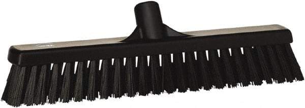 Vikan - 16" Combo Duty Synthetic Push Broom - 2" Bristle Length, Plastic Block, European Threaded Handle Connection - All Tool & Supply