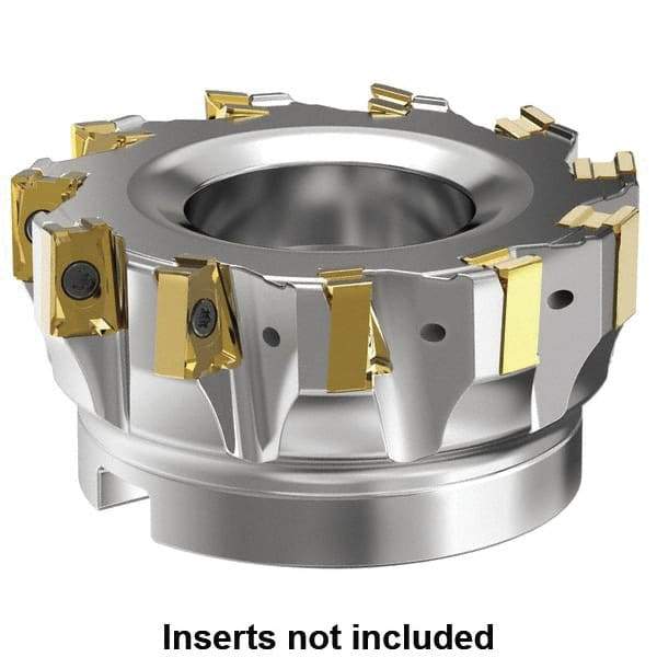 Kennametal - 11 Inserts, 4" Cut Diam, 1-1/2" Arbor Diam, 15.5mm Max Depth of Cut, Indexable Square-Shoulder Face Mill - 0° Lead Angle, 50.8" High, LNGU15T608SRGE Insert Compatibility, Series MILL 4-15 - All Tool & Supply