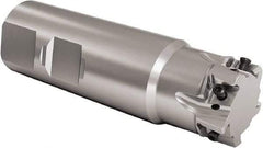 Seco - 1-1/4" Cut Diam, 8mm Max Depth of Cut, 1-1/4" Shank Diam, 4-1/2" OAL, Indexable Square Shoulder End Mill - LOEX Inserts, Weldon Shank, 90° Lead Angle, Through Coolant, Series Square T4-08 - All Tool & Supply