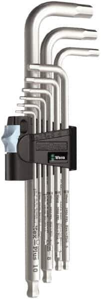 Wera - 9 Piece L-Key Hex Key Set - Hex Range 1.5 to 10mm, Stainless Steel - All Tool & Supply