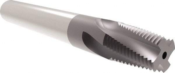 Allied Machine and Engineering - 1/2-14, 3/4-14 NPT, 0.495" Cutting Diam, 4 Flute, Solid Carbide Helical Flute Thread Mill - Internal/External Thread, 7/8" LOC, 3-1/2" OAL, 1/2" Shank Diam - Exact Industrial Supply