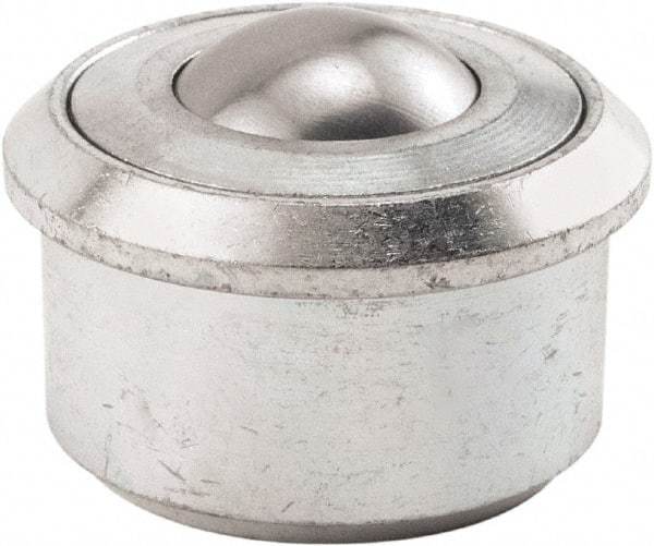 Hudson Bearing - 1.1875 Inch Diameter, Round, Stainless Steel Ball Transfer - 2 Inch Overall Diameter, 1/2 Inch Mount Height, 750 Lb. Capacity - All Tool & Supply