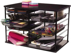 Rolodex - 23.9" Wide x 16.06" High x 15.51" Deep MDF Document Organizer - 12 Compartments, Black, 11" Wide Compartment - All Tool & Supply